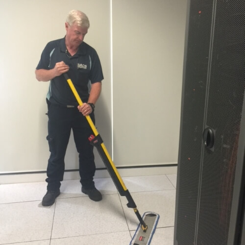 Data centre cleaning with mop 2019