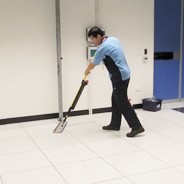 Data centre above floor cleaning with mop