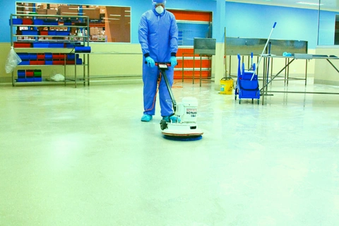 floor scrub-washing