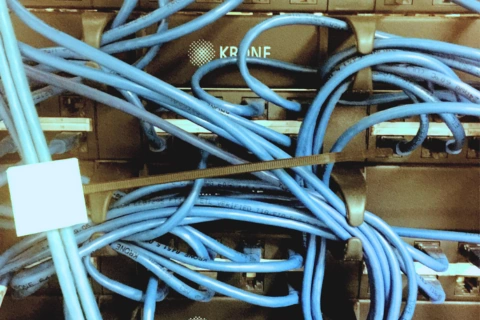 Comms room server rack after cleaning