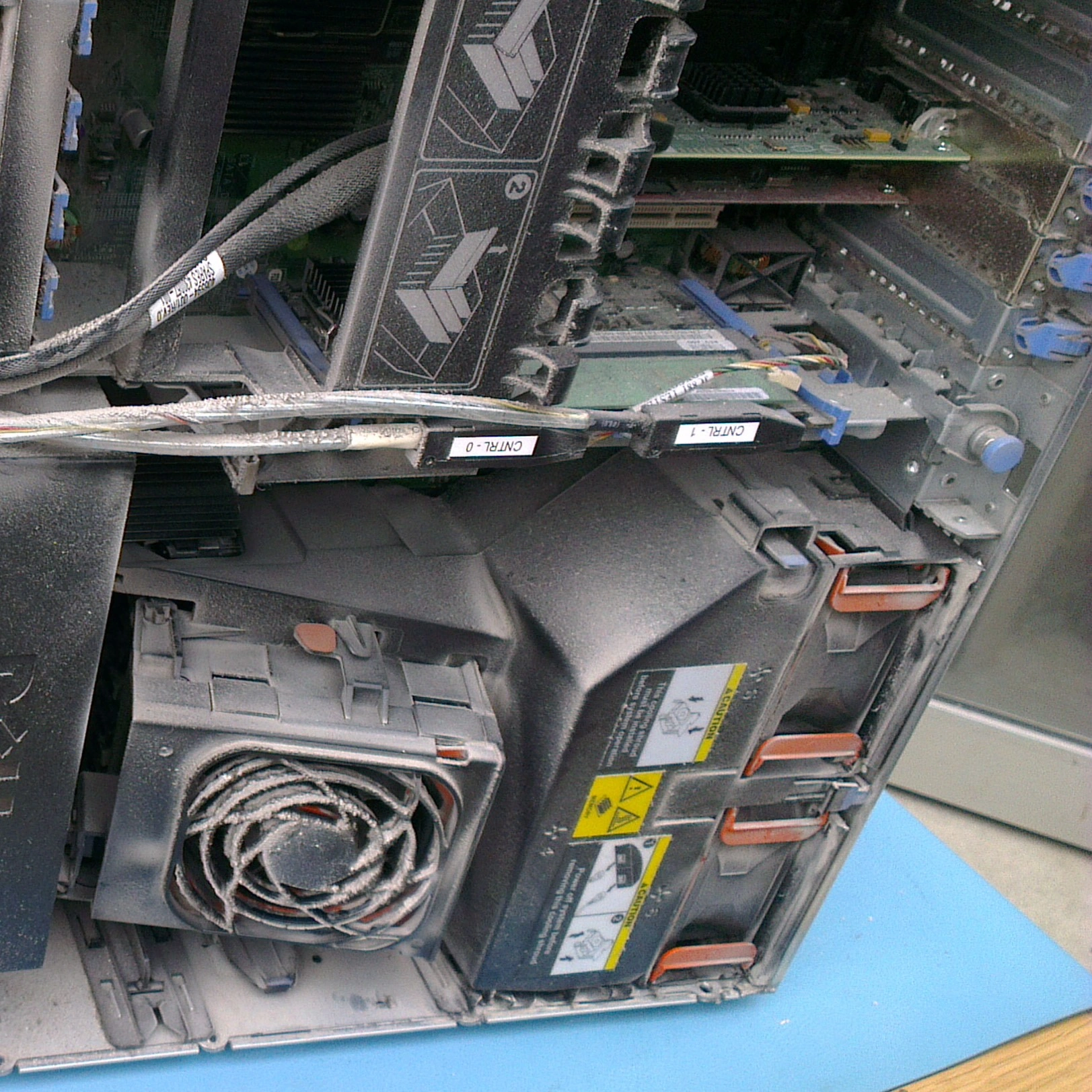 Dusty server equipment before cleaning