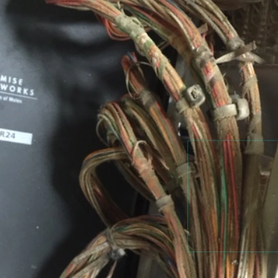 Dust-covered server rack before cleaning