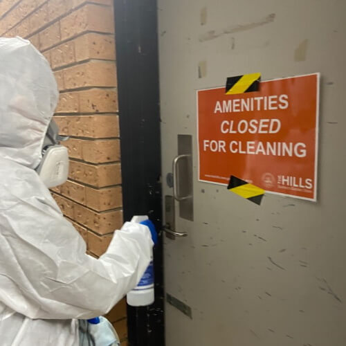 Disinfecting door handles