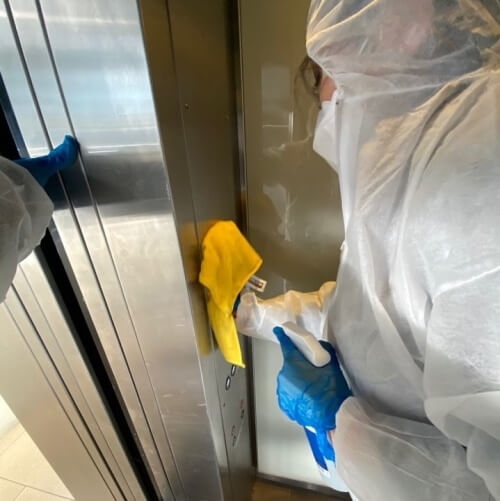 Disinfecting elevator buttons