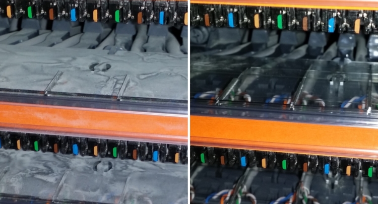 server rack patch panel before and after clean