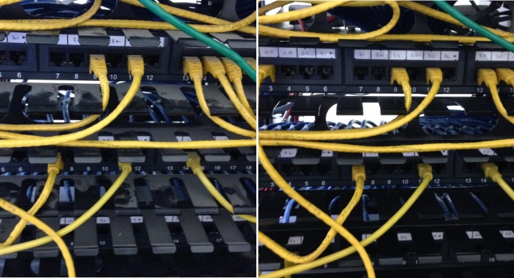 before and after clean of server rack
